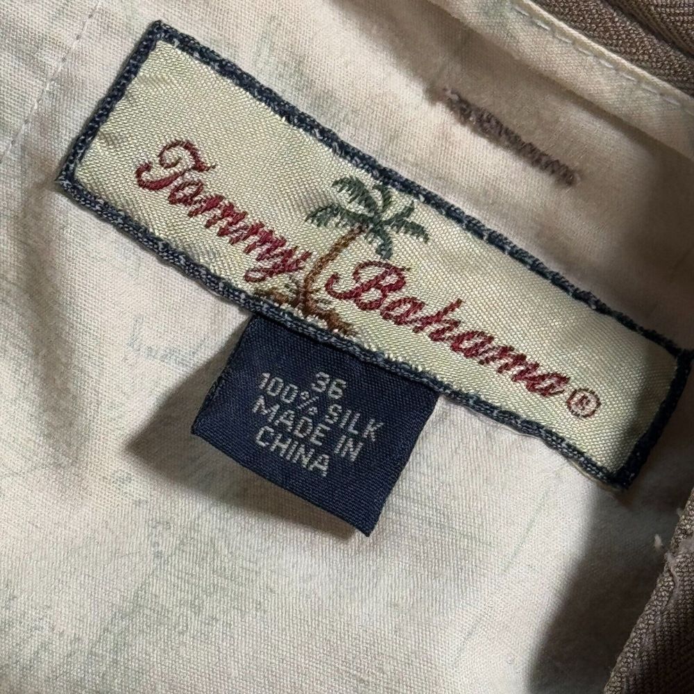 Tommy Bahama Relax Silk Pants Mens 36 Brown Pleated Lightweight Formal Cuffed - Picture 11 of 13